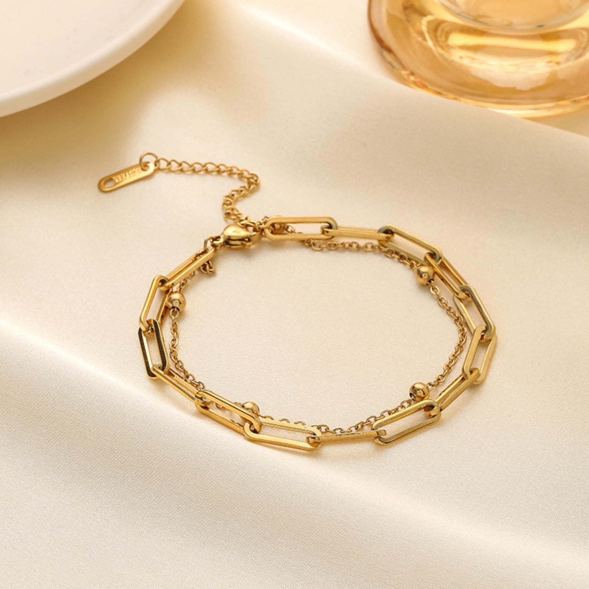 MYKI Dual Layer Beaded Chain Bracelet(MKBRAD747-SSYI)