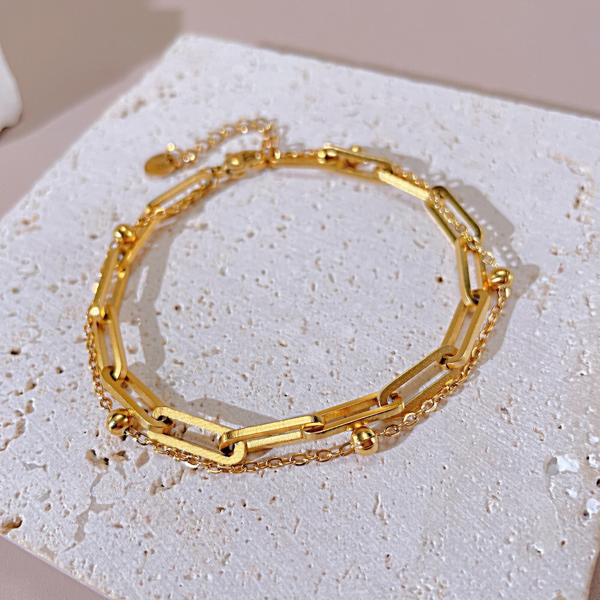 MYKI Dual Layer Beaded Chain Bracelet(MKBRAD747-SSYI)