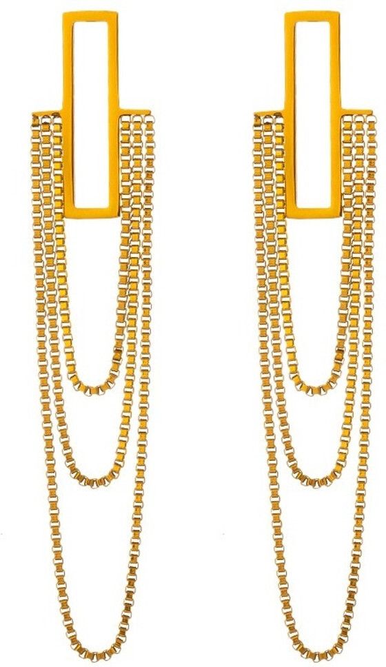 MYKI Gold Plated Layered Chain Drop Earrings | Statement Design (MKERCH1045G-SSYI)
