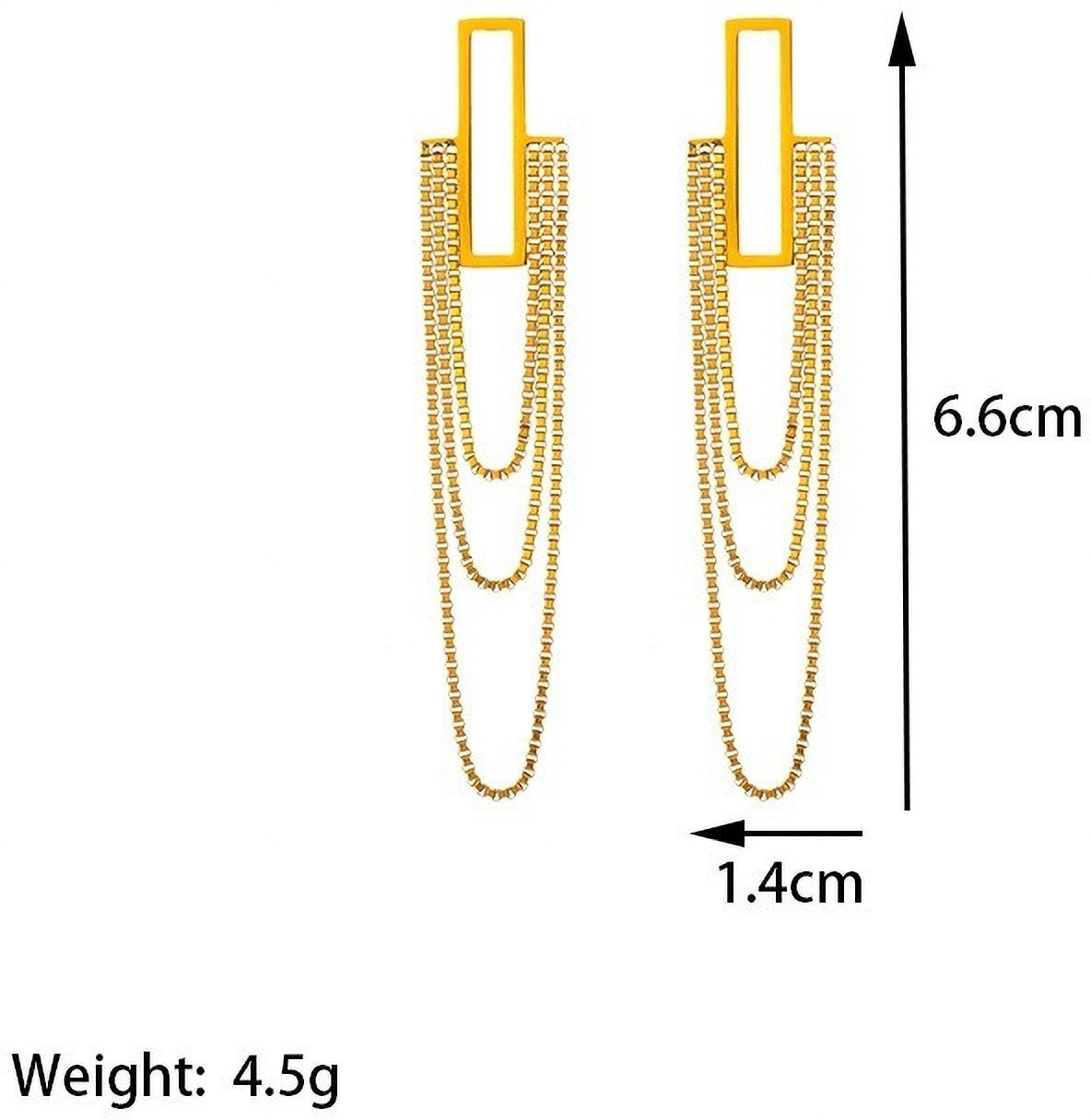 MYKI Gold Plated Layered Chain Drop Earrings | Statement Design (MKERCH1045G-SSYI)