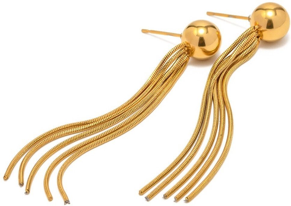 MYKI Gold Plated Multi-Chain Fringe Anti-Tarnish Dangle Earrings (MKERCH945G-SSYI)