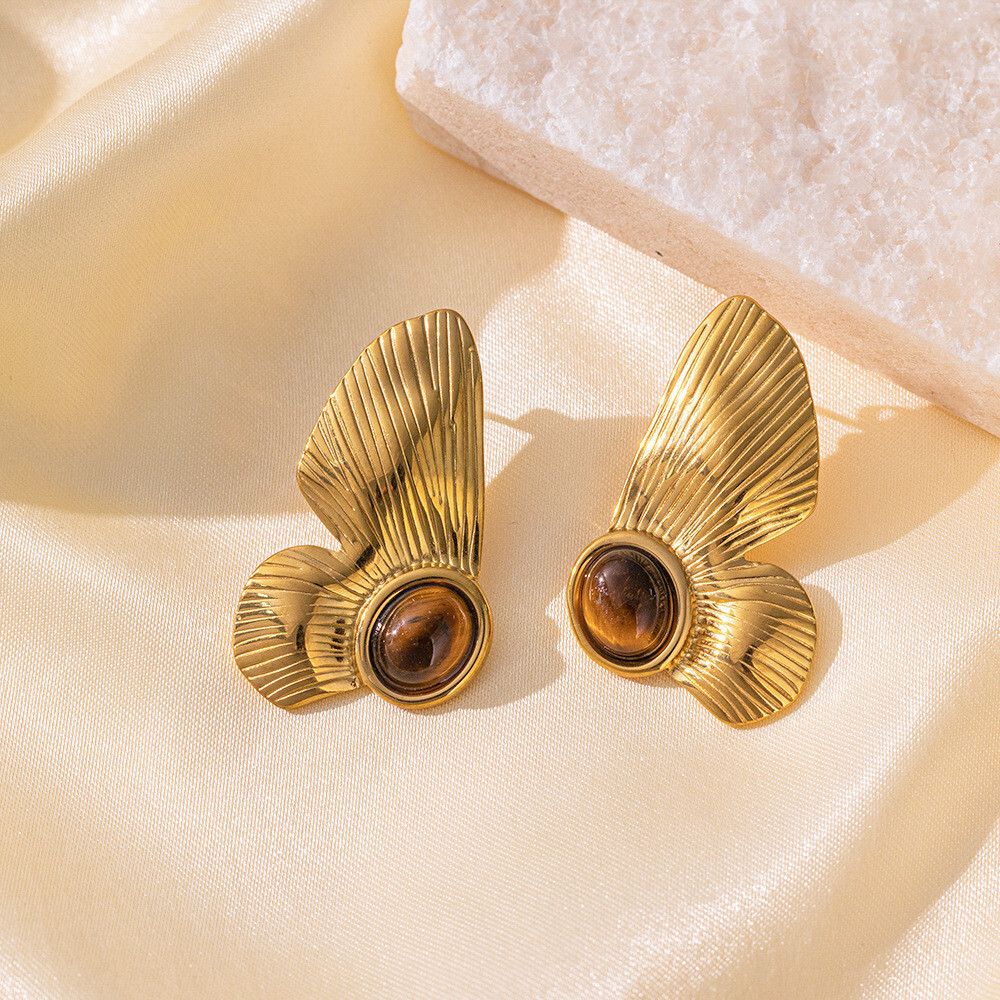 MYKI Anti-Tarnish Butterfly Stone Earrings (MKERCH977G-SSYI)