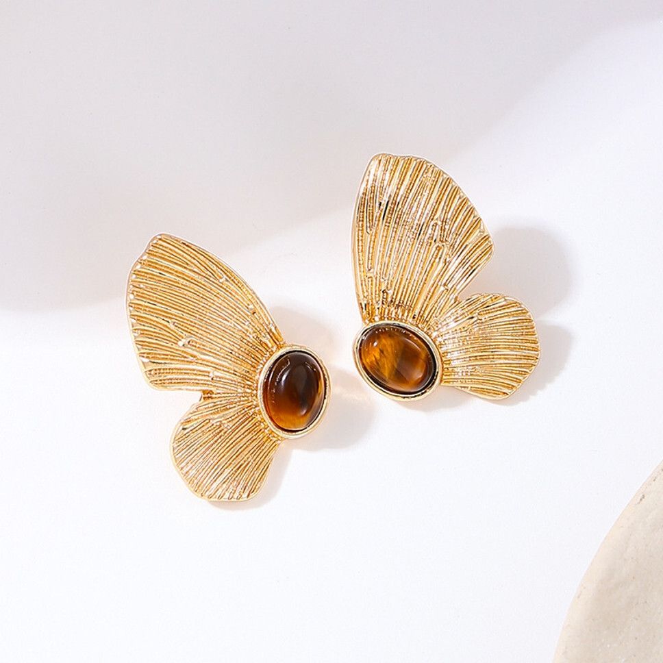 MYKI Anti-Tarnish Butterfly Stone Earrings (MKERCH977G-SSYI)