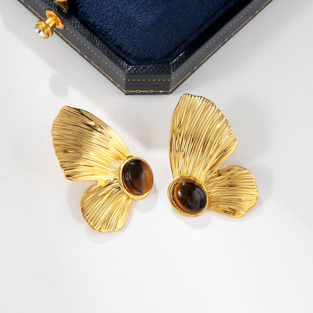 MYKI Anti-Tarnish Butterfly Stone Earrings (MKERCH977G-SSYI)