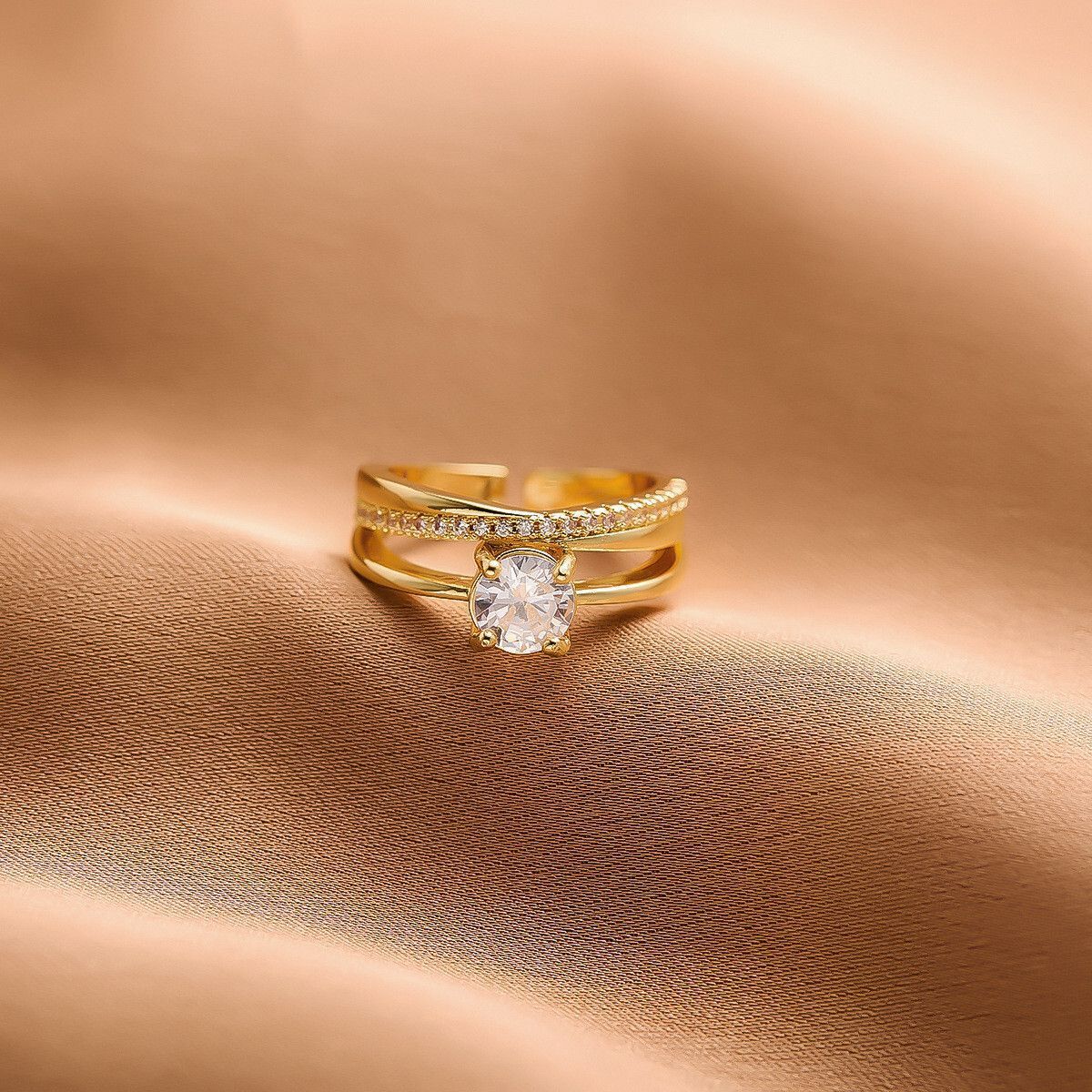 MYKI Adjustable Solitaire Ring | Anti Tarnish Finish (MKR794-SSYI)