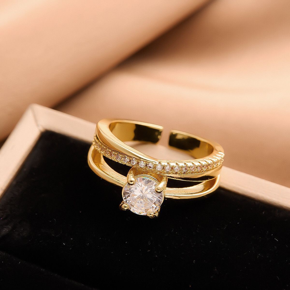 MYKI Adjustable Solitaire Ring | Anti Tarnish Finish (MKR794-SSYI)