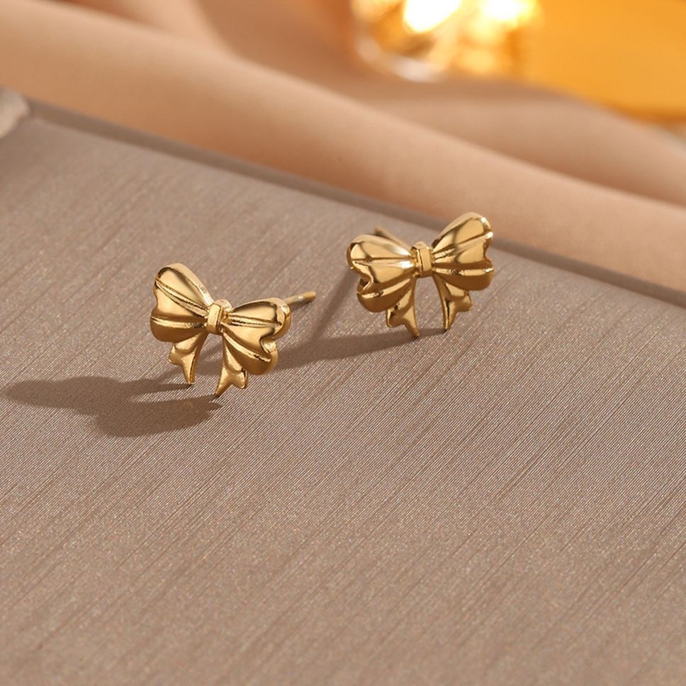 MYKI Gold Plated Bow Design Anti-Tarnish Stud Earrings (MKERCH936G-SSYI)