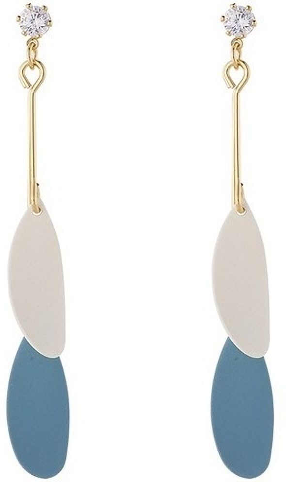 MYKI Dual Tone Teardrop Korean Dangle Earrings | Elegant Gold Finish (MKERCH825PI-ANT)