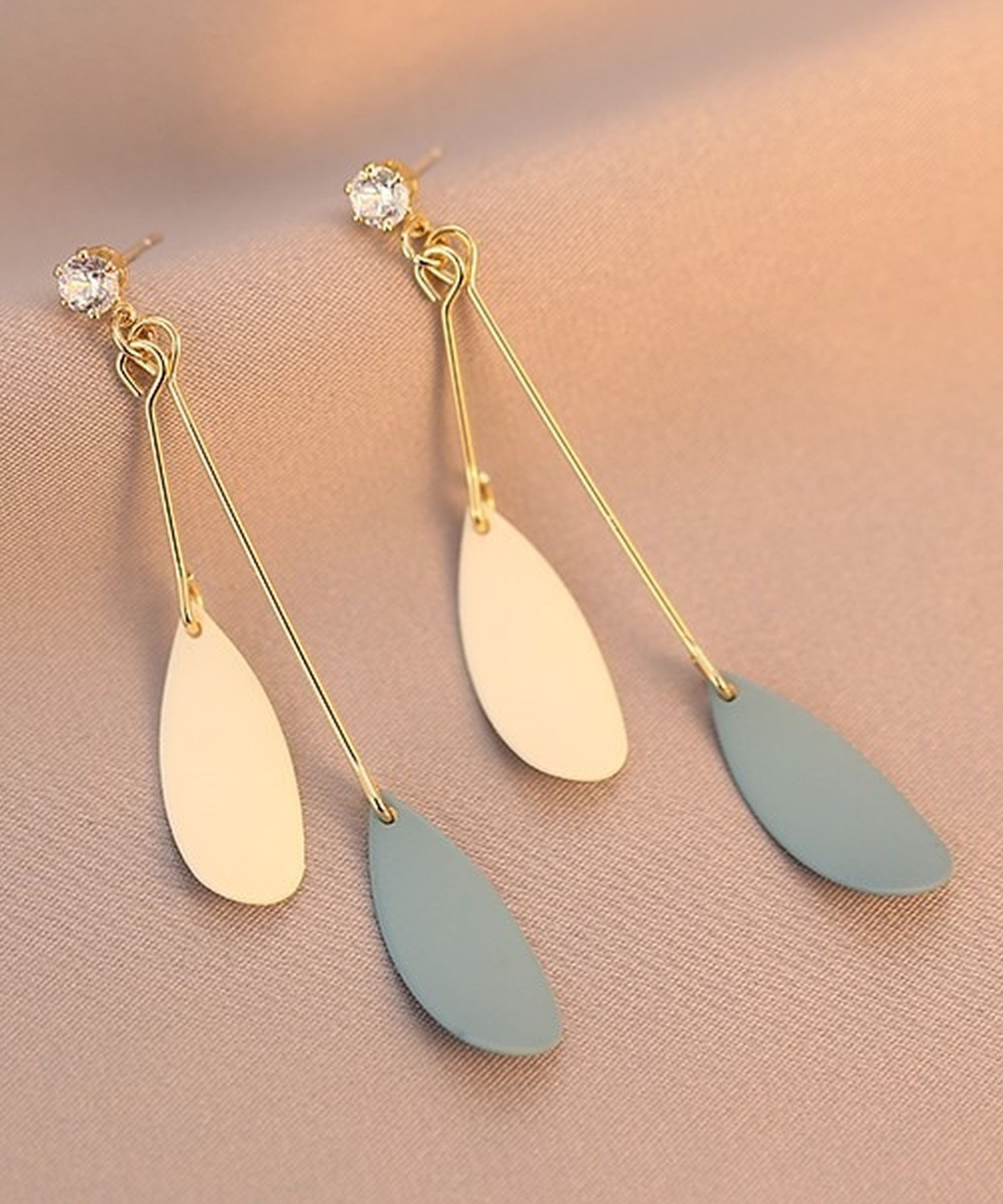 MYKI Dual Tone Teardrop Korean Dangle Earrings | Elegant Gold Finish (MKERCH825PI-ANT) by MYKI | Korean Fashion Jewelry
