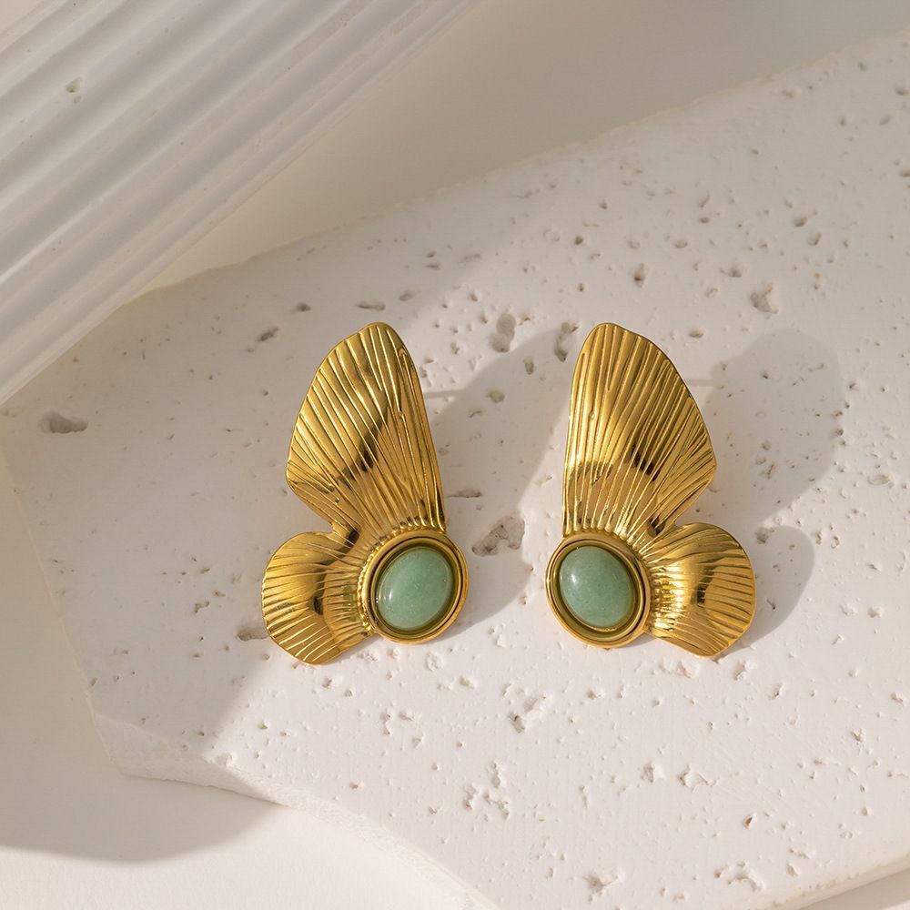 MYKI Anti-Tarnish Butterfly Stone Earrings (MKERCH977G-SSYI)