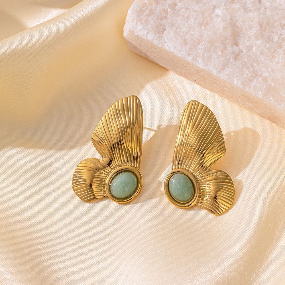 MYKI Anti-Tarnish Butterfly Stone Earrings (MKERCH977G-SSYI)