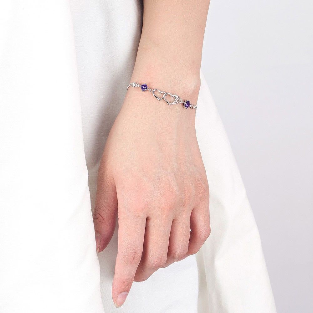 MYKI Dazzling Double Heart Cubic Zircon Bracelet(RoseGold) (MKBRAD331P)