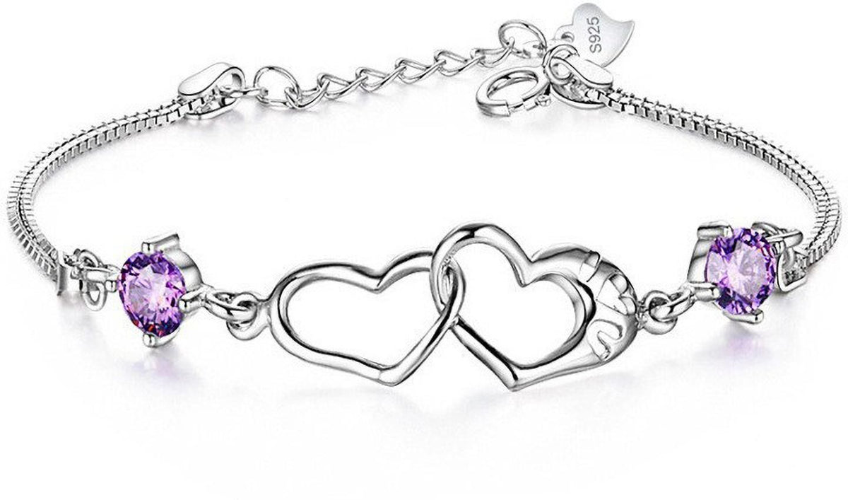 MYKI Dazzling Double Heart Cubic Zircon Bracelet(RoseGold) (MKBRAD331P)