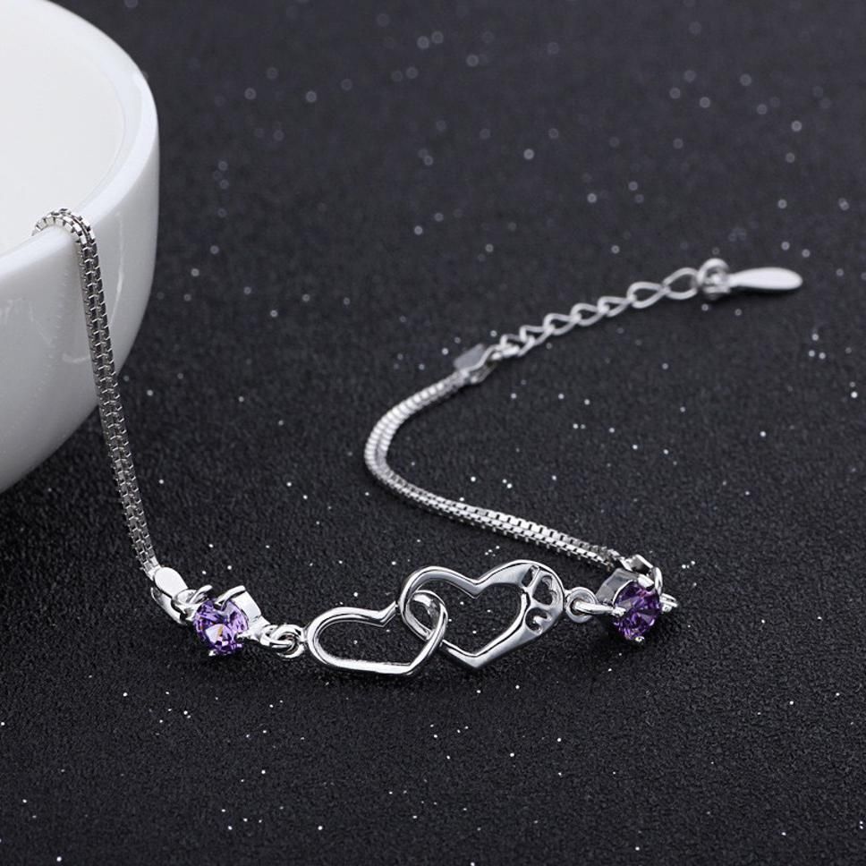 MYKI Dazzling Double Heart Cubic Zircon Bracelet(RoseGold) (MKBRAD331P)