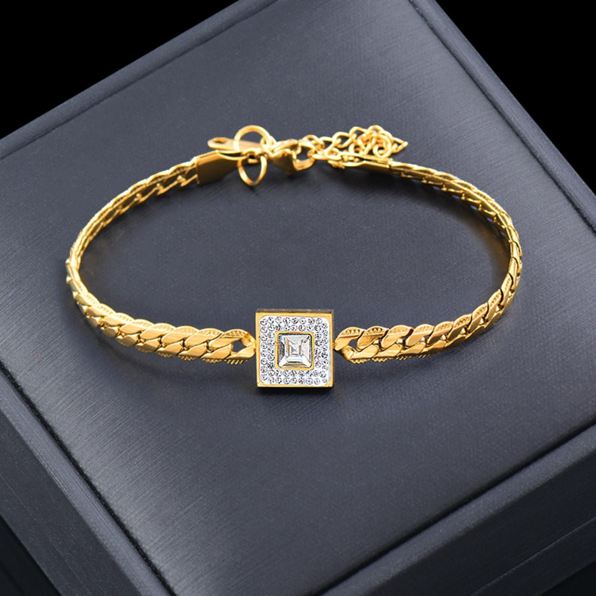 MYKI Coloured Stone Cuban Bracelet | Premium Finish(MKBRAD771G-SSYI)