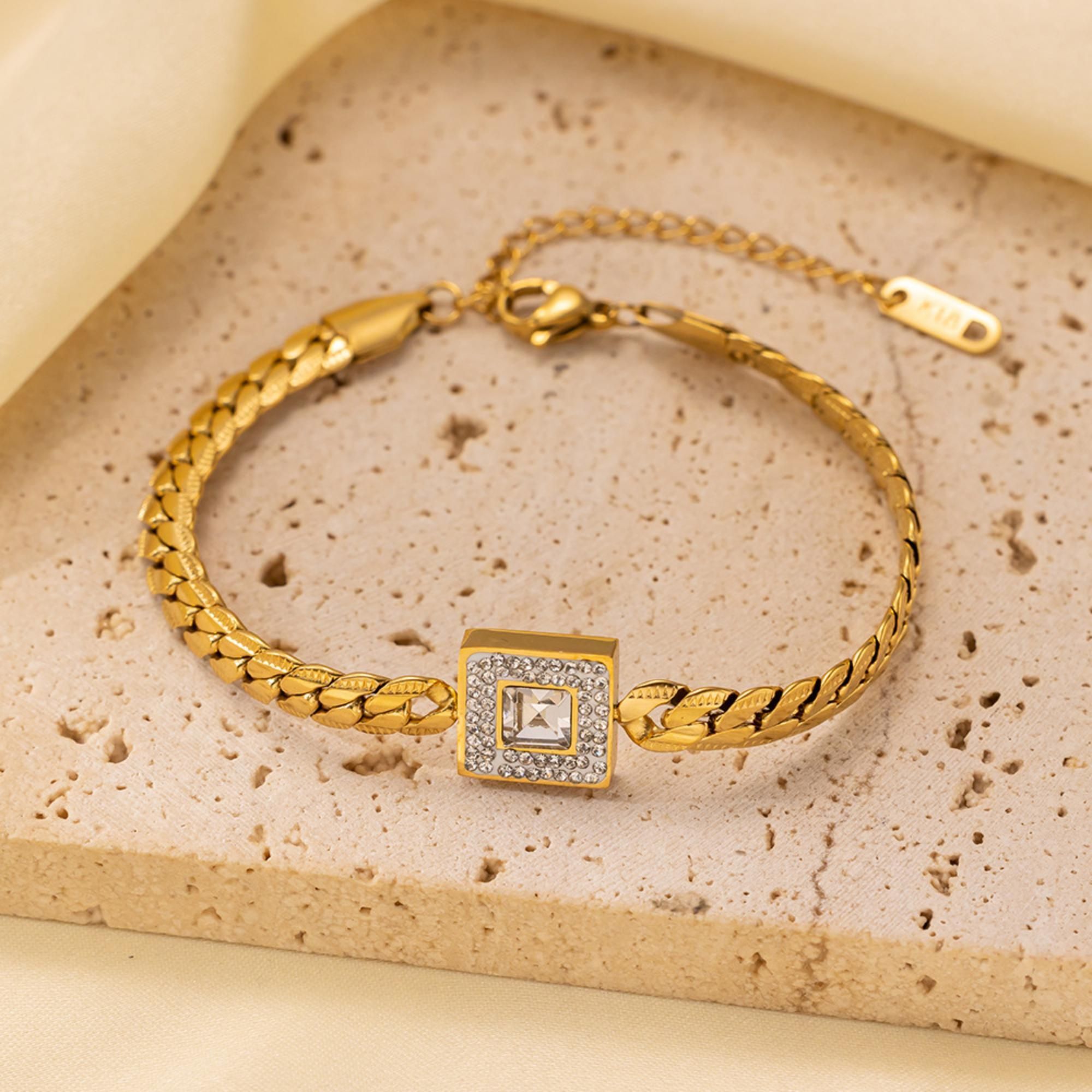 MYKI Coloured Stone Cuban Bracelet | Premium Finish(MKBRAD771G-SSYI)