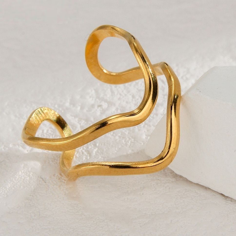 MYKI Double Wave Adjustable Ring | Minimal Anti-Tarnish Design (MKR724-SSYI)