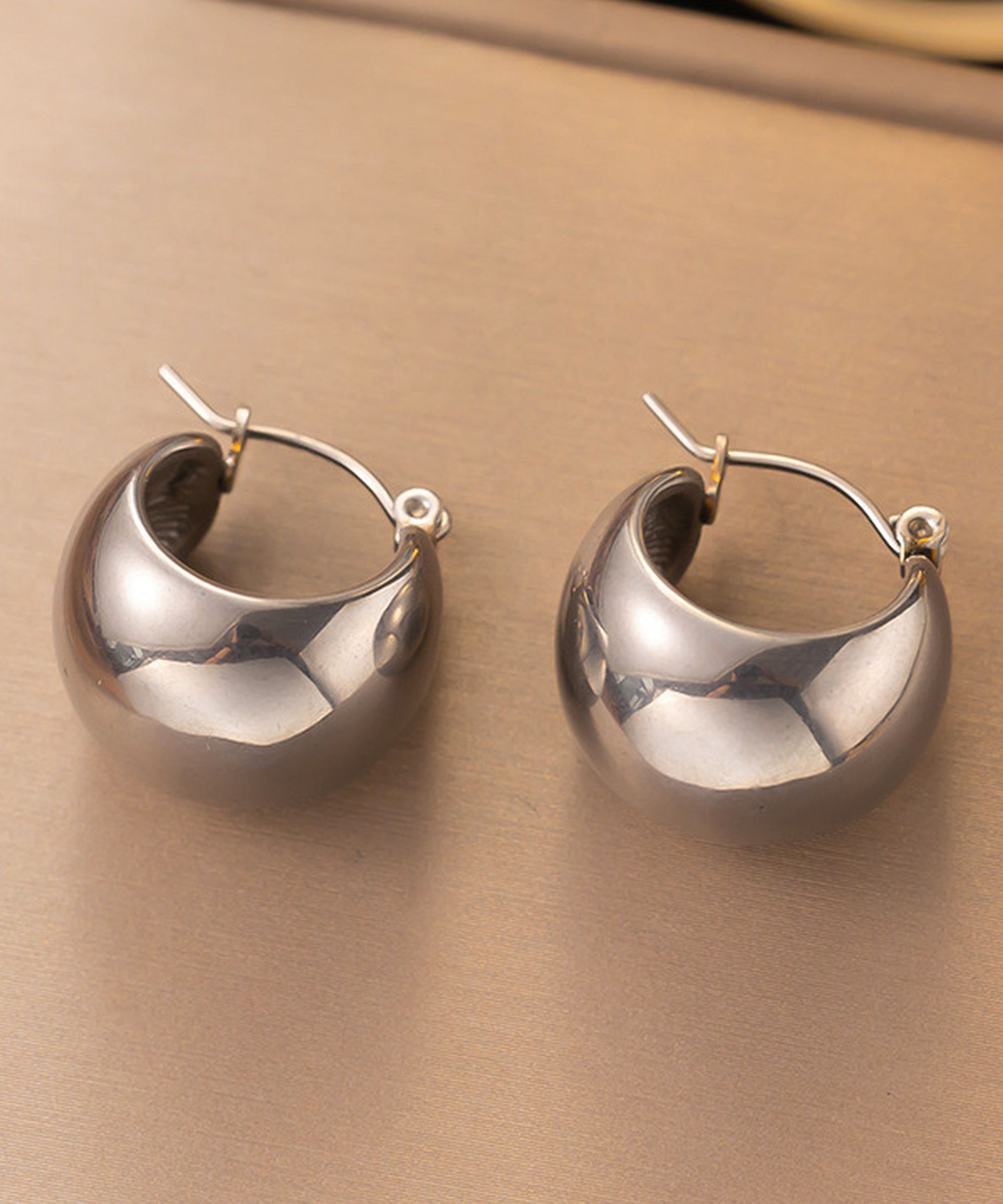 MYKI Silver Dome Hoop Anti Tarnish Earrings | MYKI (MKERCH1033G-SSYI)