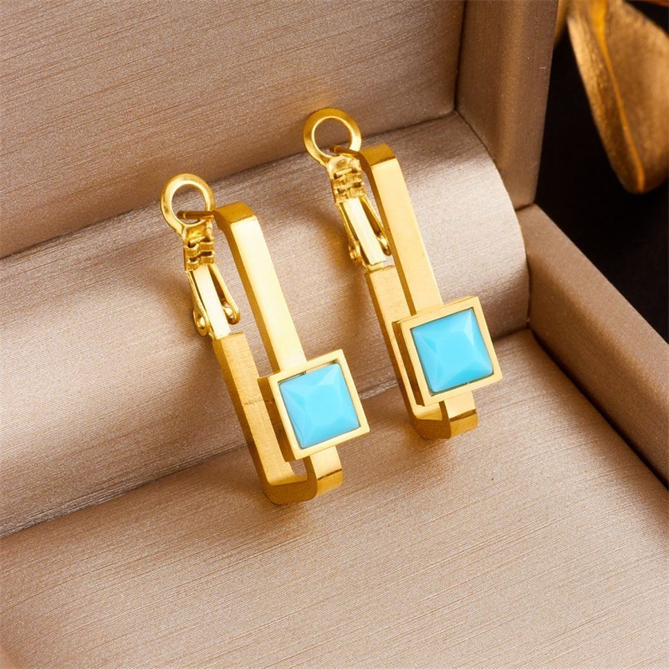MYKI Gold Plated Blue Stone Anti-Tarnish Earrings (MKERCH965G-BLUE-SSYI)