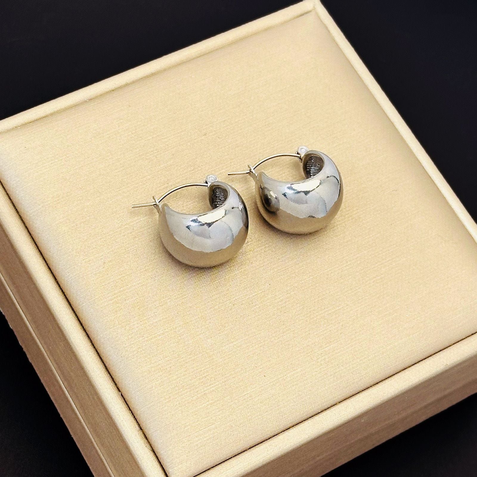 MYKI Dome Hoop Anti Tarnish Earrings | MYKI (MKERCH1033G-SSYI)