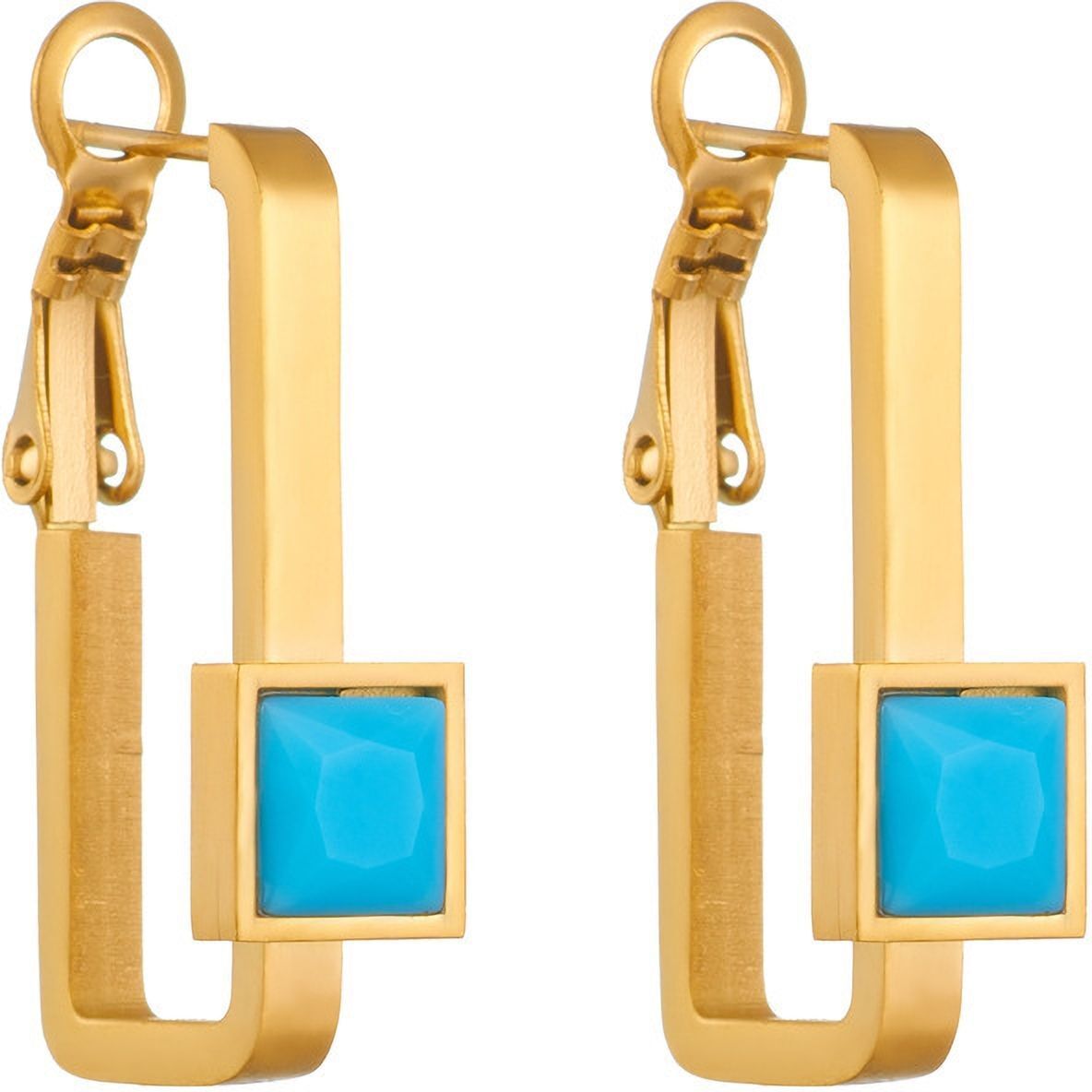 MYKI Gold Plated Blue Stone Anti-Tarnish Earrings (MKERCH965G-BLUE-SSYI)