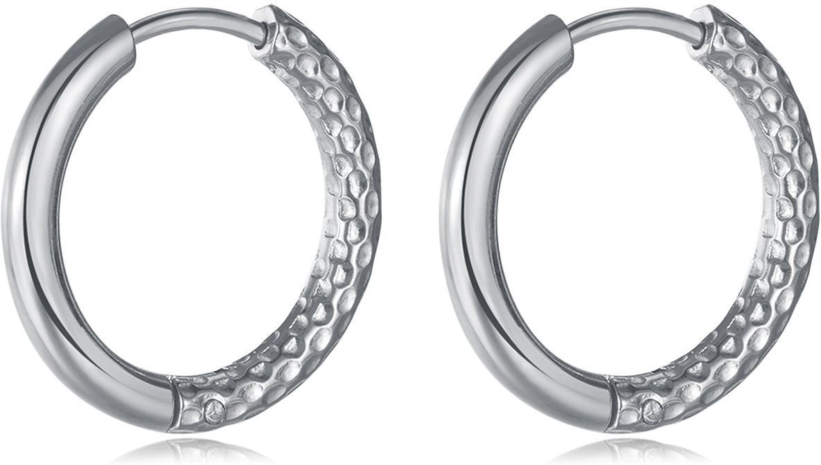 MYKI Textured Band Anti-Tarnish Hoop Earrings (MKERCH955-SSYI)