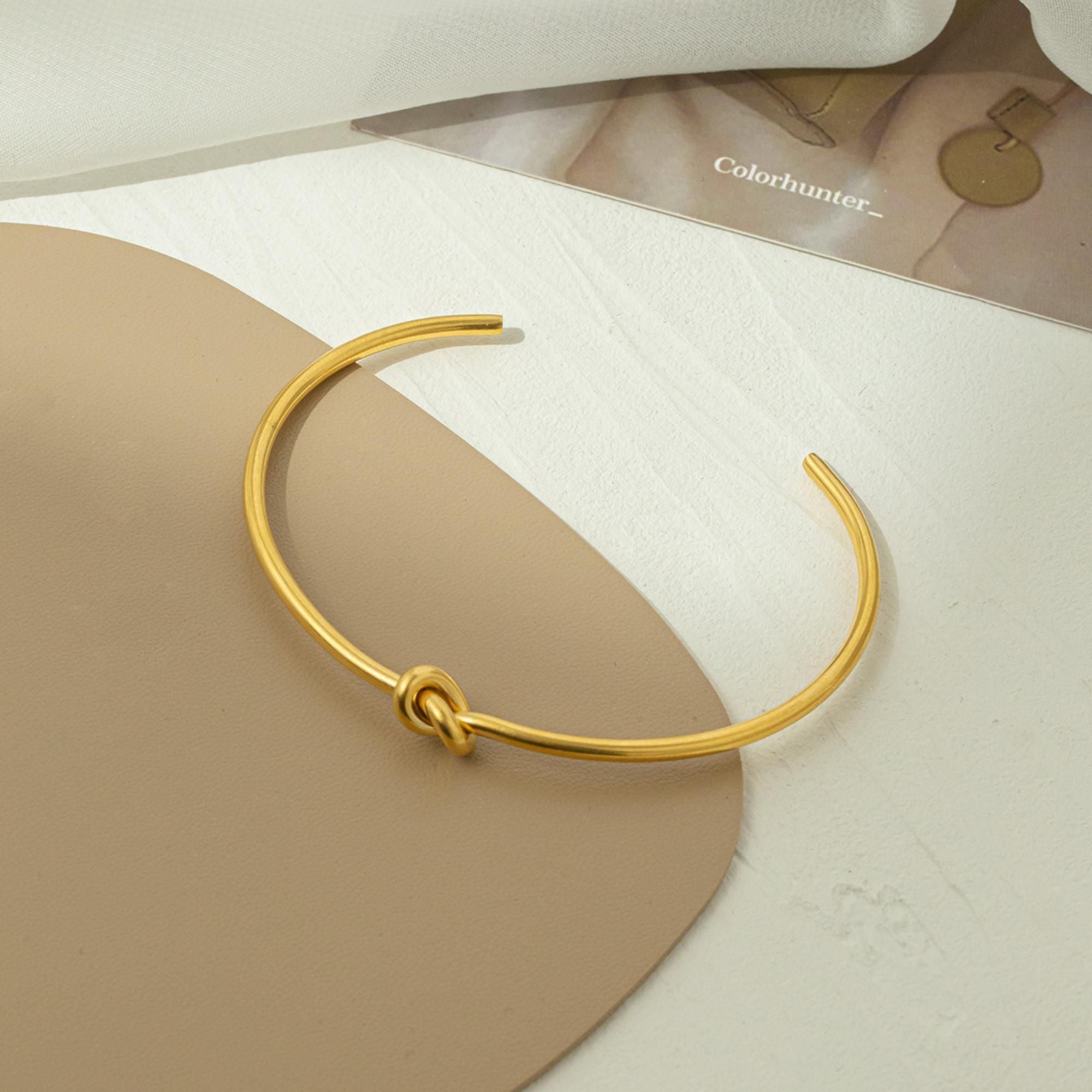 MYKI Knot Cuff Bracelet | Stainless Steel | Anti-Tarnish(MKBRAD736-SSYI)
