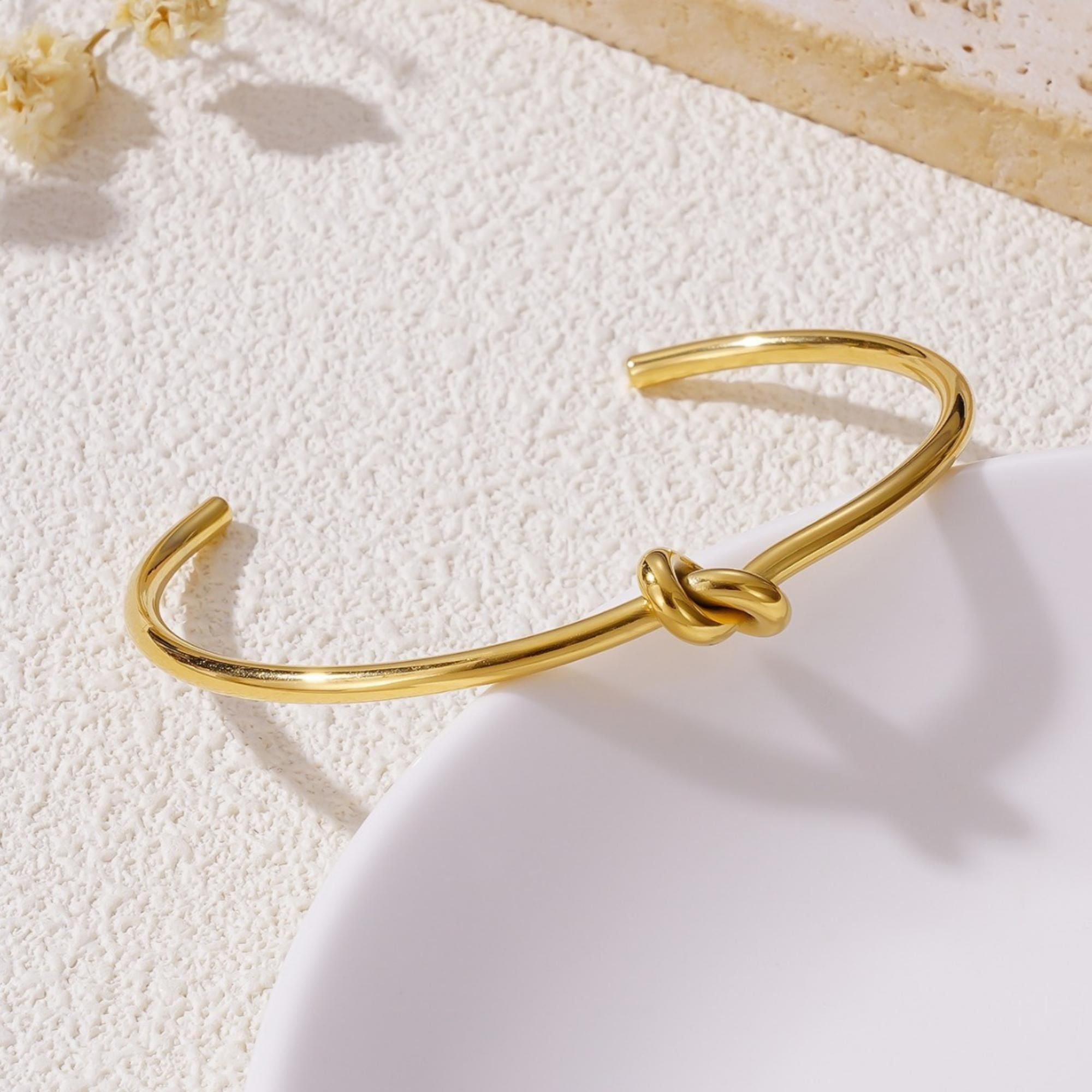 MYKI Knot Cuff Bracelet | Stainless Steel | Anti-Tarnish(MKBRAD736-SSYI)