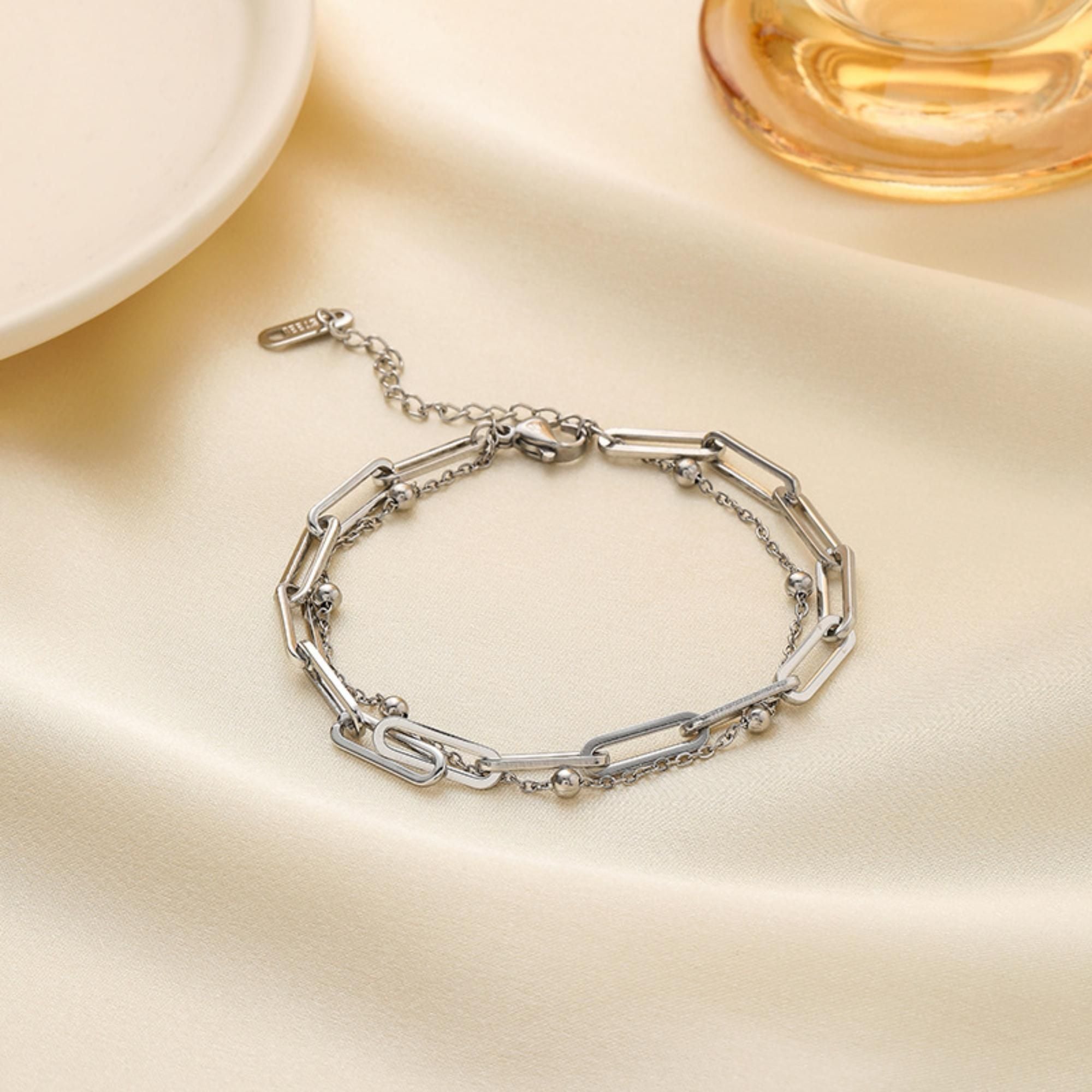 MYKI Dual Layer Beaded Chain Bracelet(MKBRAD747-SSYI)