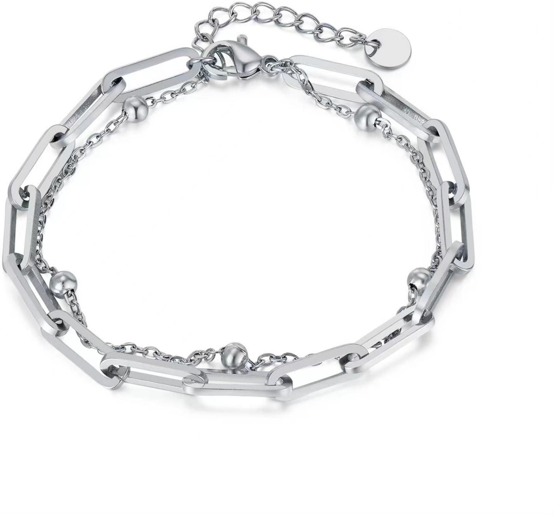 MYKI Dual Layer Beaded Chain Bracelet(MKBRAD747-SSYI)