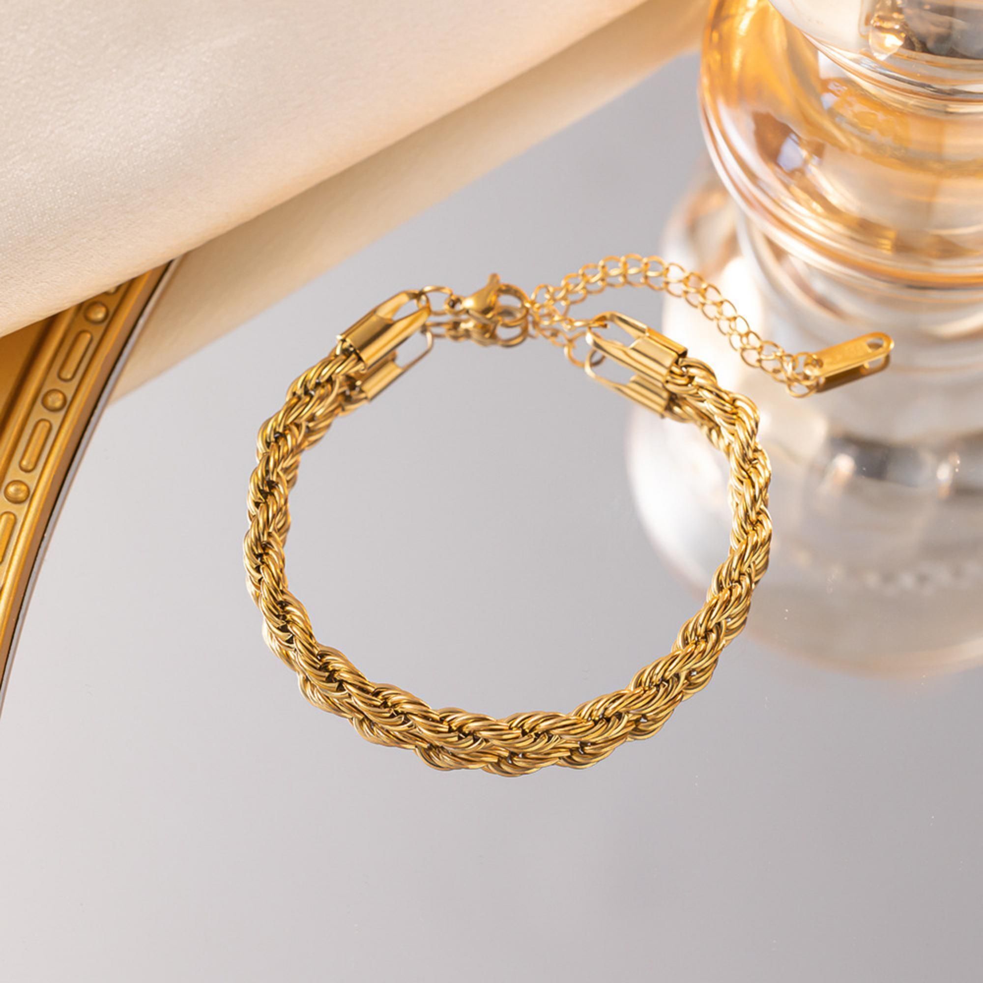 MYKI Gold-Plated Rope Twist Bracelet | Anti-Tarnish(MKBRAD766G-SSYI)
