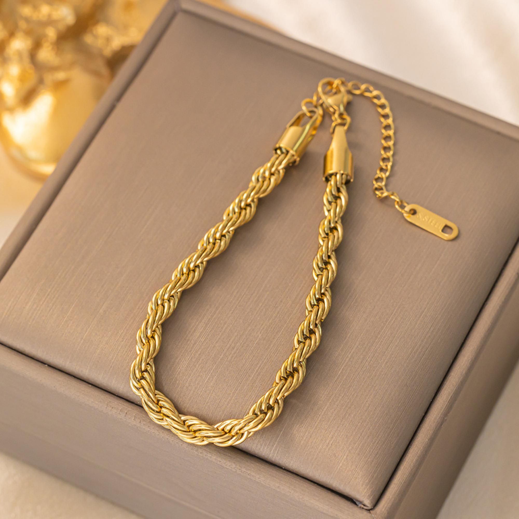 MYKI Gold-Plated Rope Twist Bracelet | Anti-Tarnish(MKBRAD766G-SSYI)