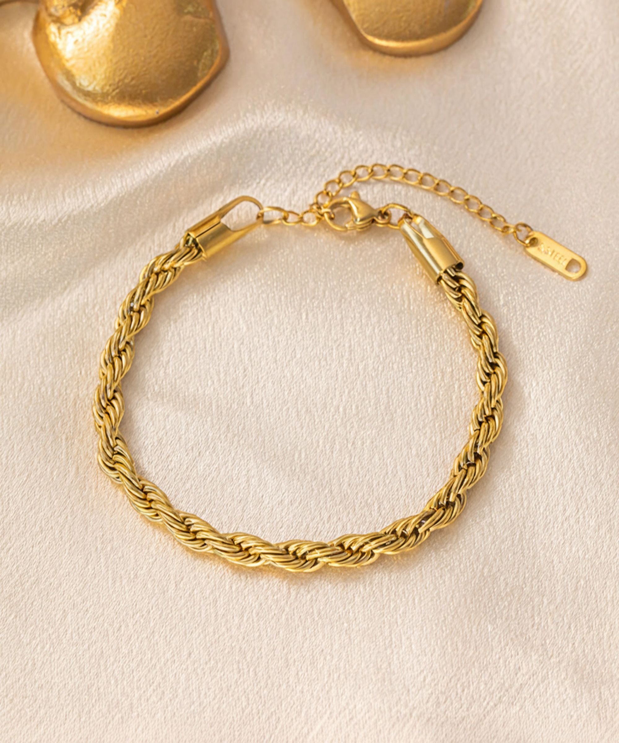 MYKI Gold-Plated Rope Twist Bracelet | Anti-Tarnish(MKBRAD766G-SSYI)