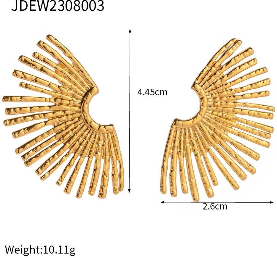MYKI Gold Plated Anti-Tarnish Fan Stud Earrings (MKERCH974G-SSYI)