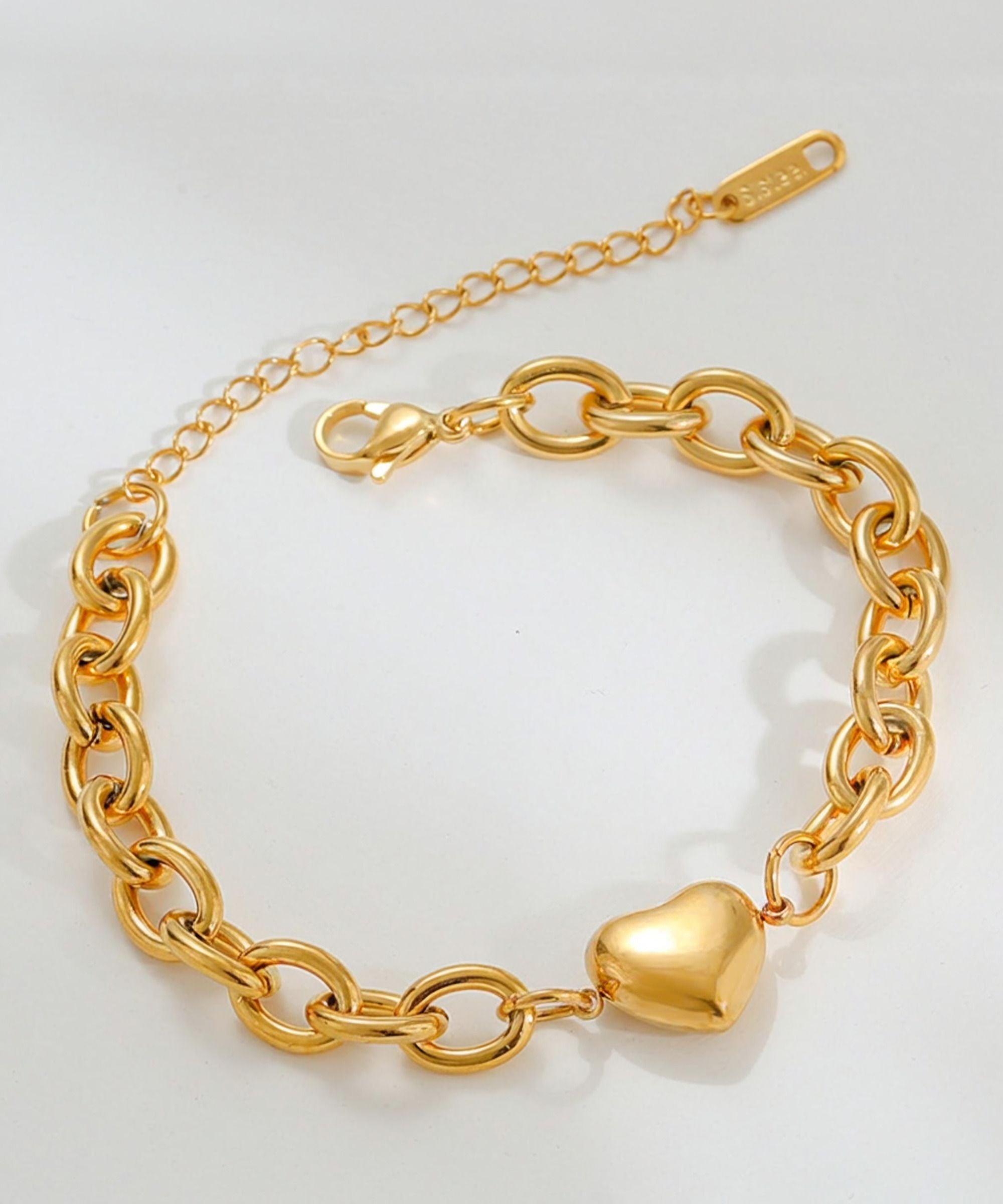 MYKI Gold-Plated Chunky Heart Bracelet | Adjustable(MKBRAD743G-SSYI)