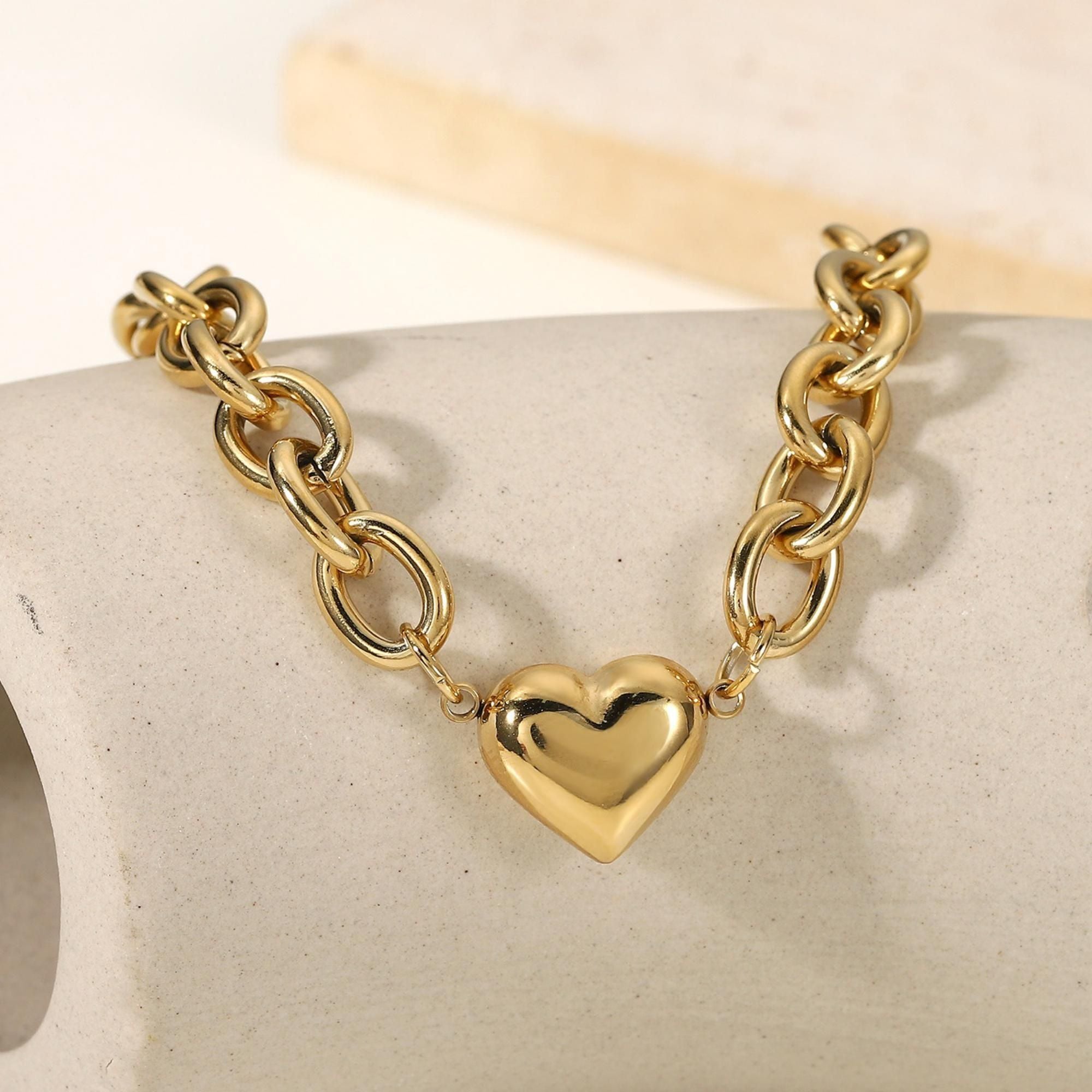 MYKI Gold-Plated Chunky Heart Bracelet | Adjustable(MKBRAD743G-SSYI)
