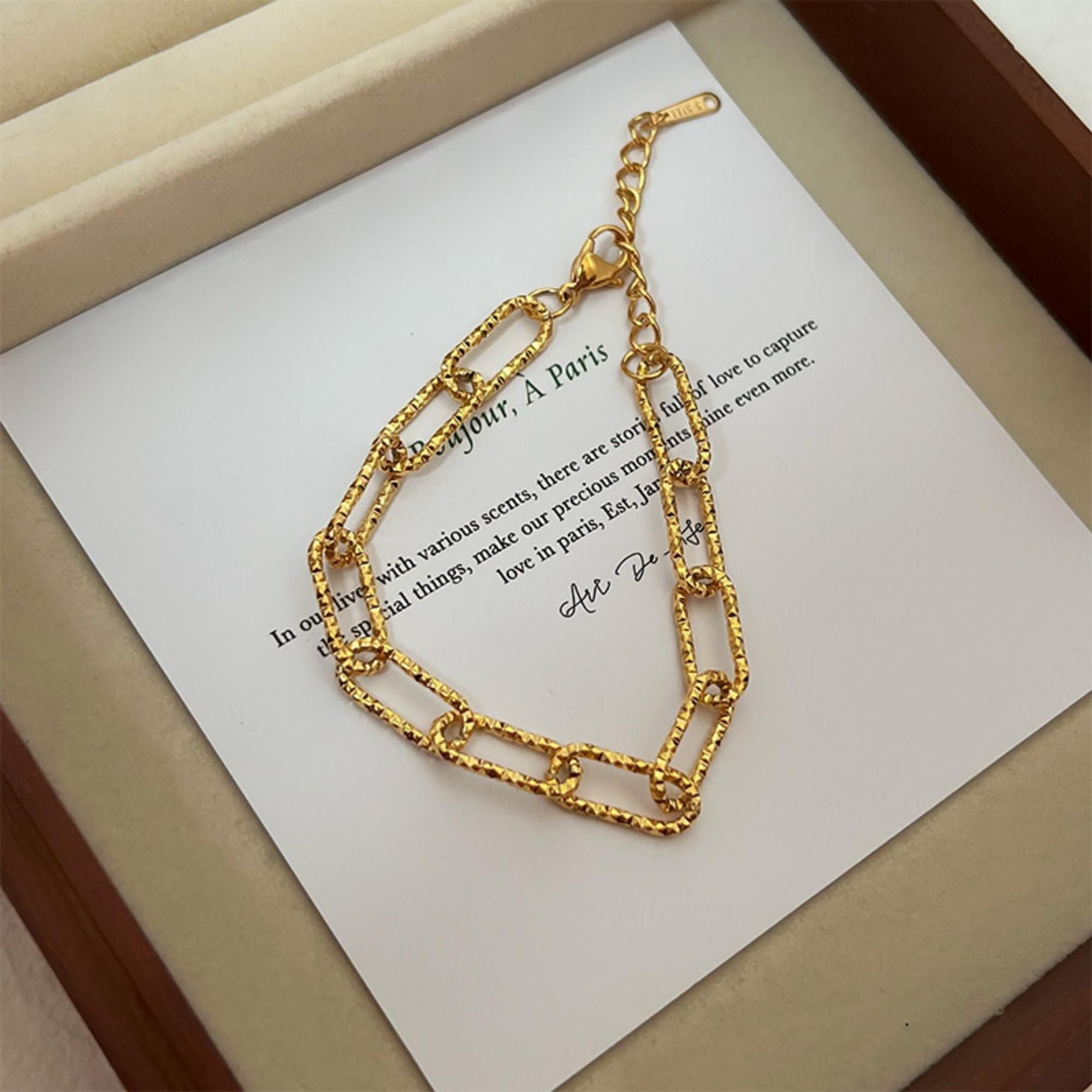 MYKI Gold-Plated Textured Chain Bracelet | Anti-Tarnish(MKBRAD746G-SSYI)