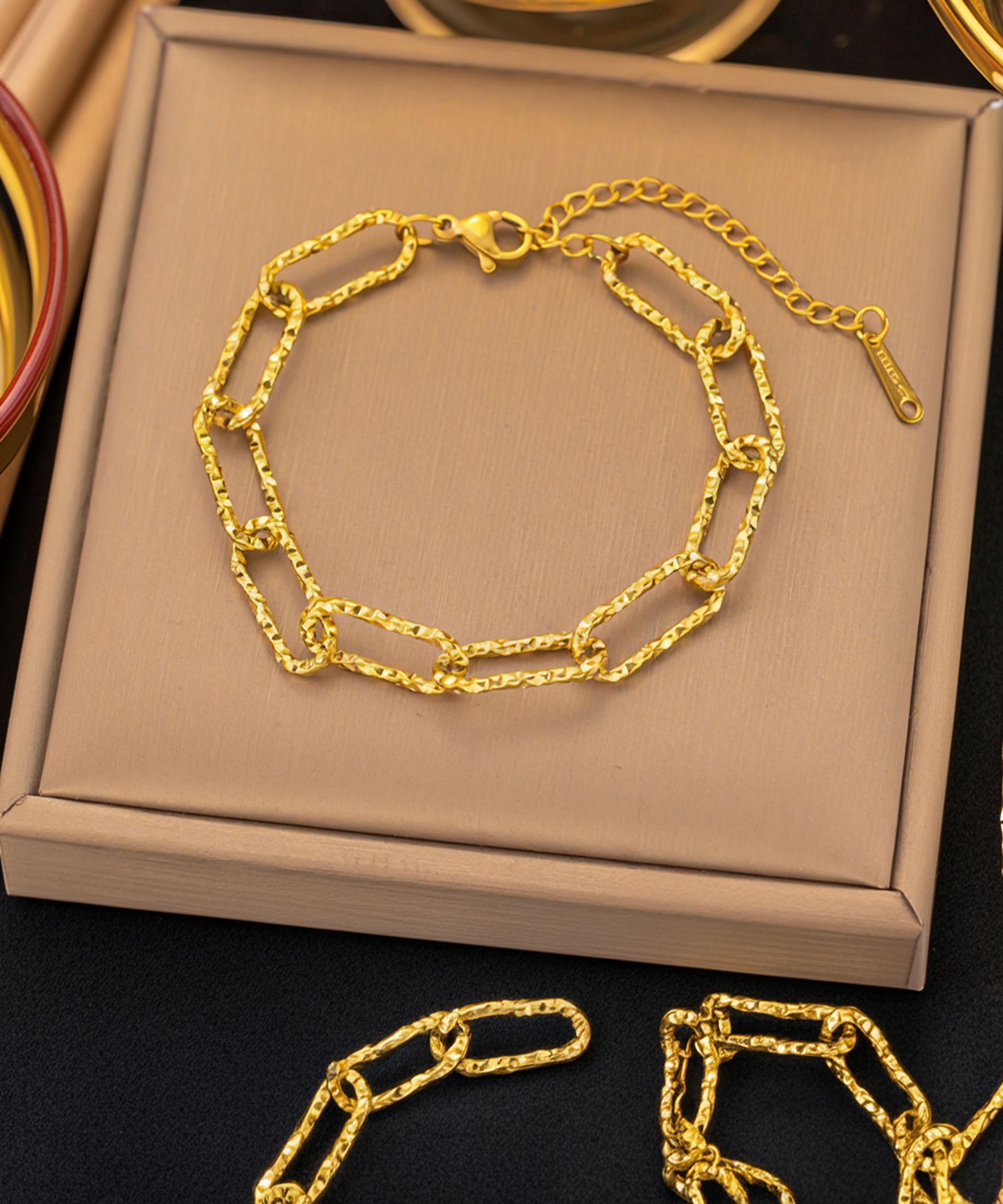 MYKI Gold-Plated Textured Chain Bracelet | Anti-Tarnish(MKBRAD746G-SSYI)